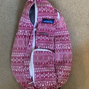 Pink and white Kavu bag